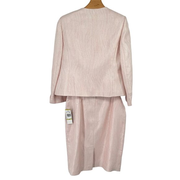 Kasper Women's 3PC Pink Skirt Suit jacket tank sparkle size 14 petite new $250 - Picture 9 of 13